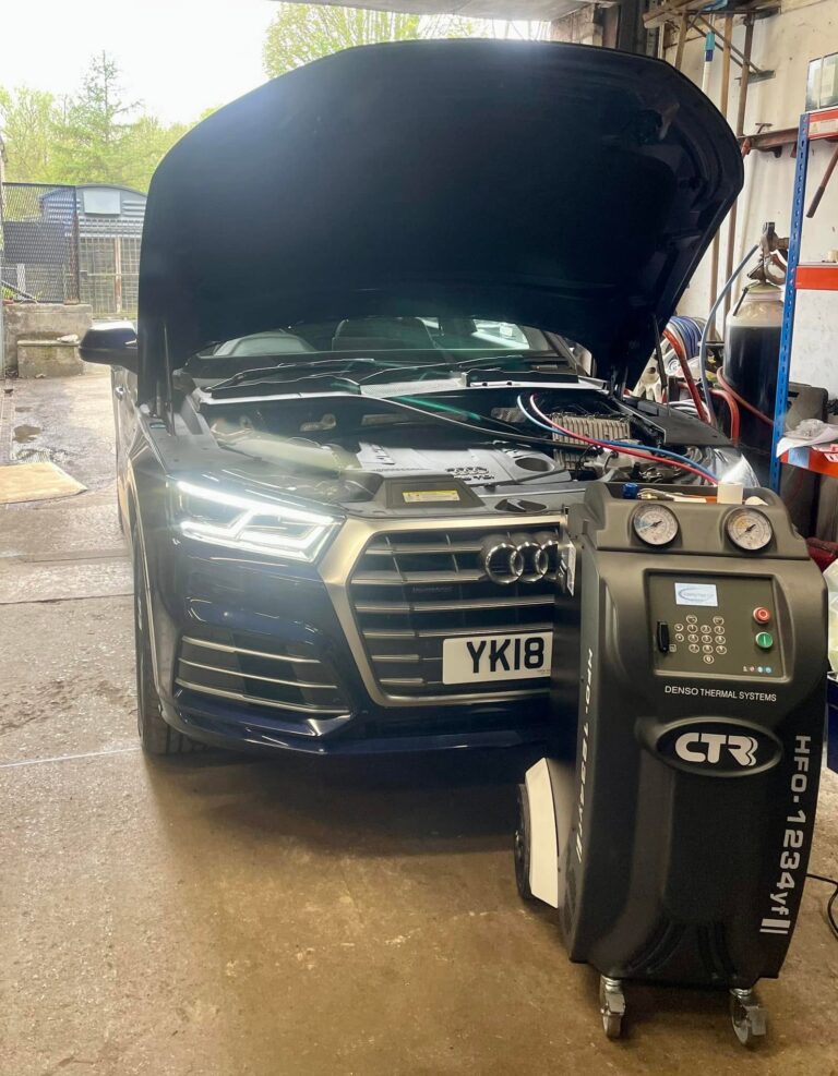 An Audi in the workshop at Woodside Garage